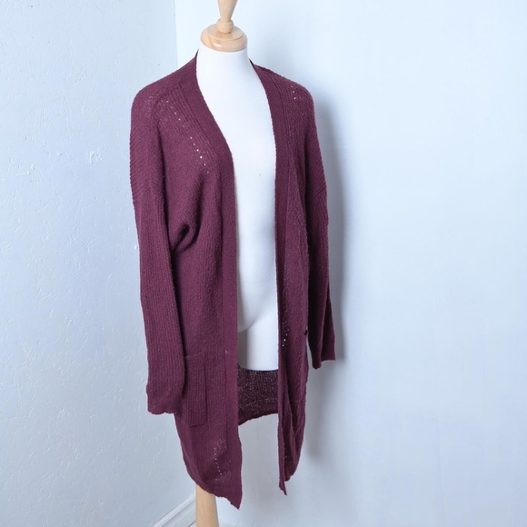 Gentle Fawn | Burgundy red long knit cardigan sweater - Picture 2 of 11